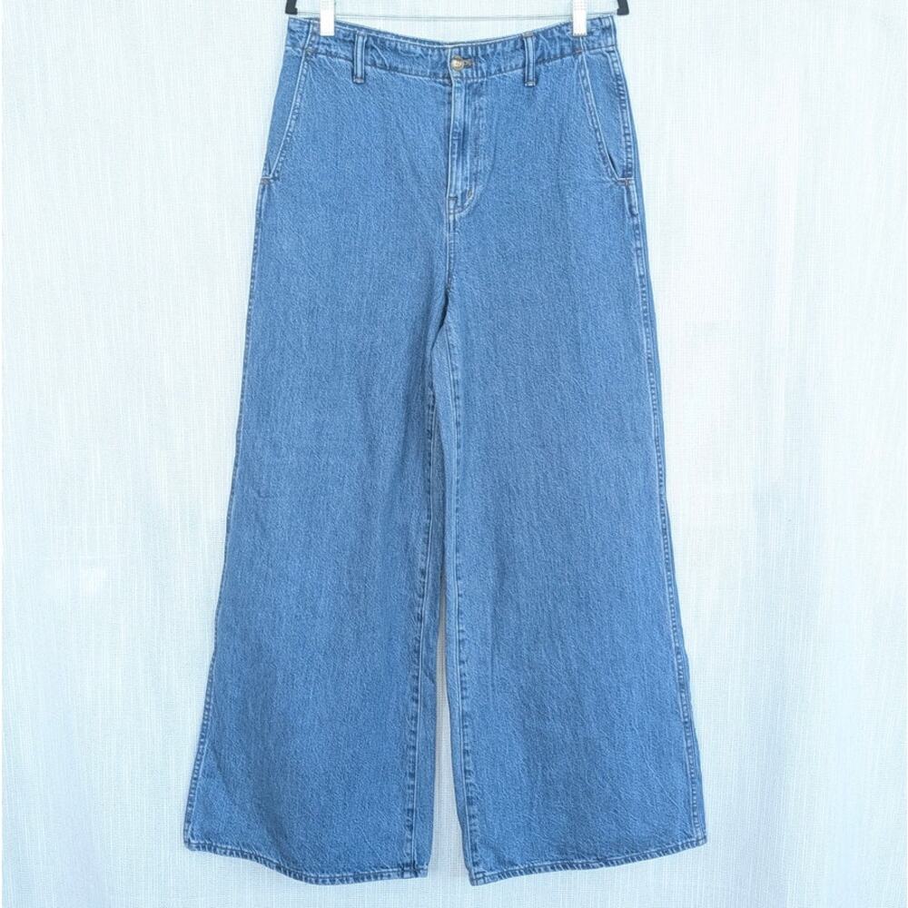 Madewell Wide Sweep Denim Trousers NT510 Womens 28 Blue High-rise Wide Leg - Picture 2 of 11